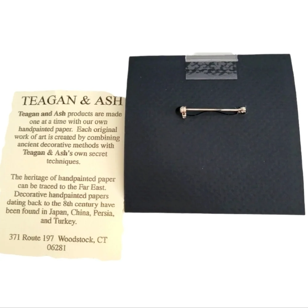 NWT Teagan & Ash Handpainted Paper Resin Pin, Moon Scene